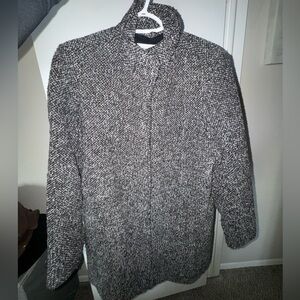 Old Navy Black & White Marled Trench Coat